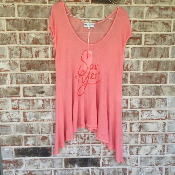 NWT WILDFOX Say Yes Loose Swing Tunic Swim Cover Up S SUPER SOFT in peach - Picture 2 of 13